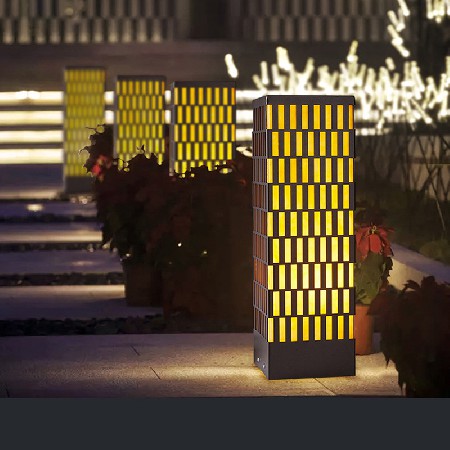 LED柱頭燈落地式新中式方形草坪燈小區工程特色燈廠家批發