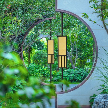 定制新中式太陽(yáng)能柱頭燈中字庭院燈戶外防水花園別墅圍墻燈