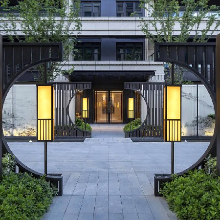 定制新中式太陽(yáng)能柱頭燈中字庭院燈戶外防水花園別墅圍墻燈